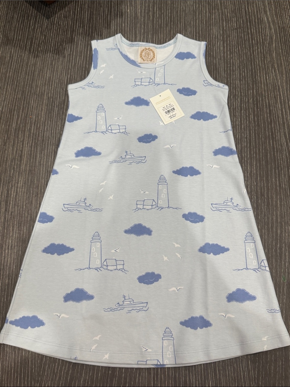 NWT Size 9 TBBC Sleeveless Light Blue Lighthouse Print Polly play dress